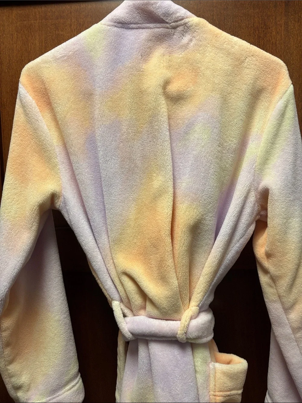 PINK Victoria's Secret Pastel Tie-Dye Fleece Robe in Peach, Lilac & Mint